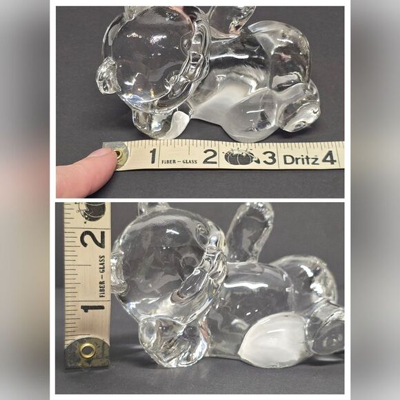 Fenton clear glass Chilling Teddy Bear laying on side - Picture 7 of 8